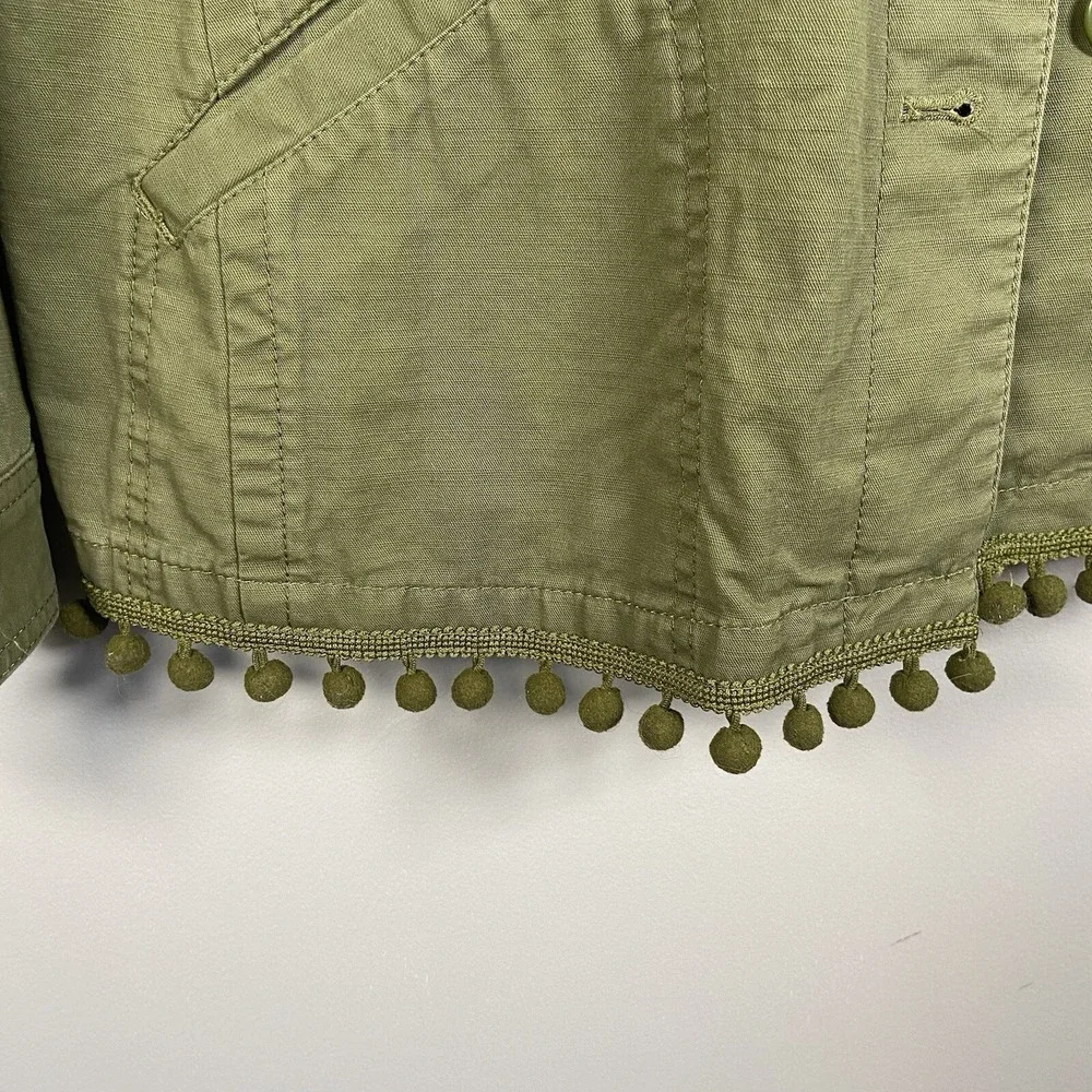 Talbots Jacket‎ Pom Pom Army Green Flap Pockets Gorpcore Lightweight Women's L - Picture 3 of 13